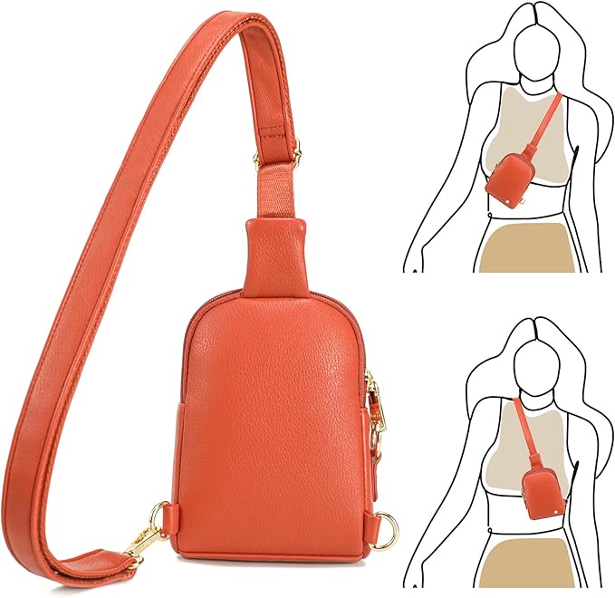 INICAT Travel Small Sling Bag Leather Crossbody Bags for Women Fanny Packs Cross Body Bag for Woman Cross Body Purses