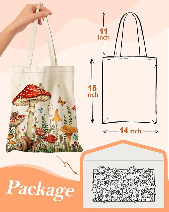 Canvas Tote Bag with Pocket - Aesthetic Cute Canvas Bag for Women Shoulder Totes for Shopping, Work, Gym