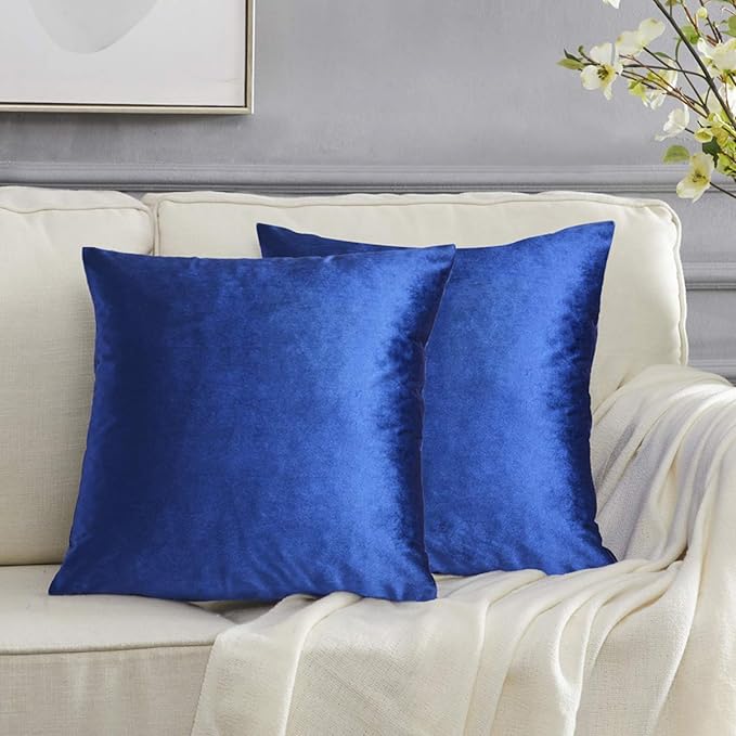 GIGIZAZA Decorative Throw Pillow Covers 16 x 16, Navy Blue Soft Pillow Covers Velvet,Set of 4 Decor Square Cushion Covers