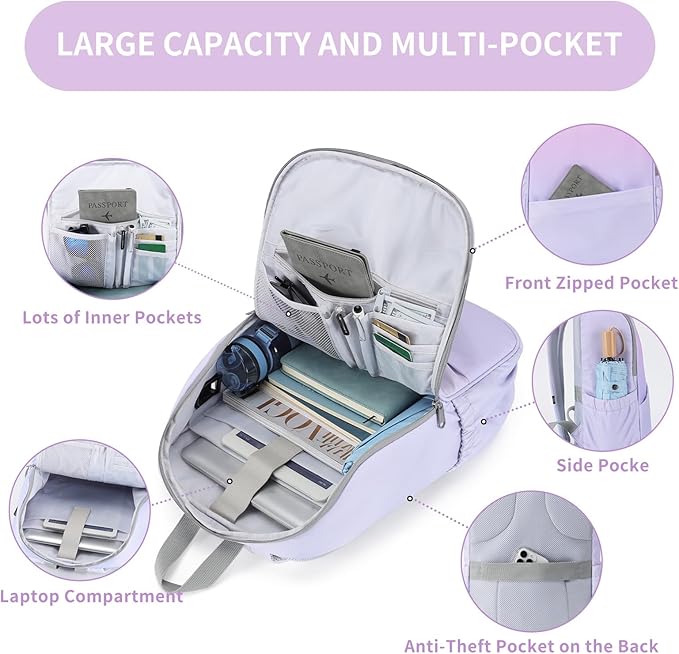 MAXTOP Deep Storage Laptop Backpack with USB Charging Port[Water Resistant] College Computer Bookbag Fits 16 Inch Laptop