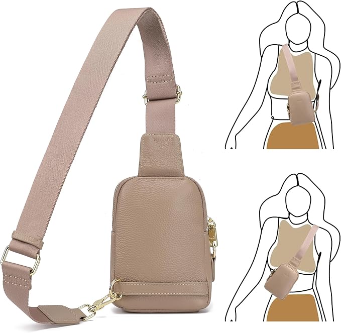 INICAT Travel Small Sling Bag Leather Crossbody Bags for Women Fanny Packs Cross Body Bag for Woman Cross Body Purses