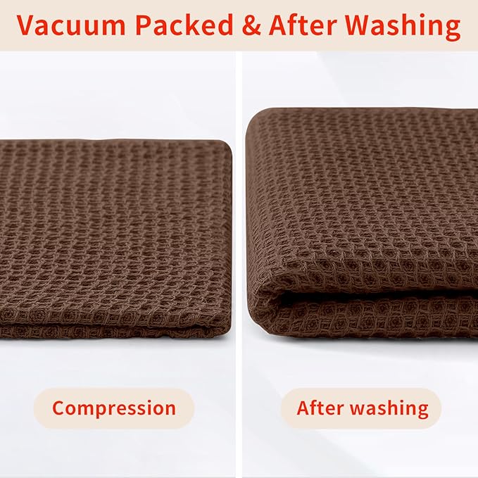 Homaxy 100% Cotton Waffle Weave Kitchen Dish Towels, Ultra Soft Absorbent Quick Drying Cleaning Towel, 13 x 28 Inches, 6-Pack, Coffee
