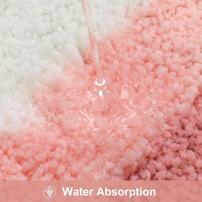 HAOCOO Bathroom Runner Rugs 18x47 inch, Non-Slip Long Rug Cute Bath Mat, Soft Luxury Shower Mat Microfiber Machine Washable Pink Floor Carpet for Sink Tub (washable rug)