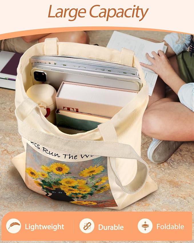 Canvas Tote Bag with Pocket - Aesthetic Cute Canvas Bag for Women Shoulder Totes for Shopping, Work, Gym