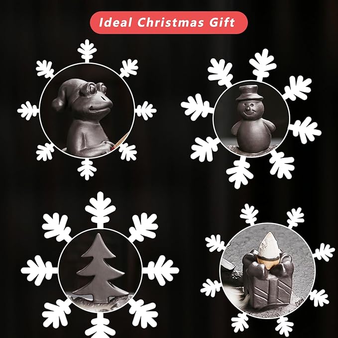 ChangWanna Christmas Frog Incense Burner - Xmas Incense Holder Ash Catcher, Ceramic Cone Backflow Incense Stand Smoke Fountain with 45 Sticks & 12 Cones, Frog Ornament for Aromatherapy/Yoga/Home Decor