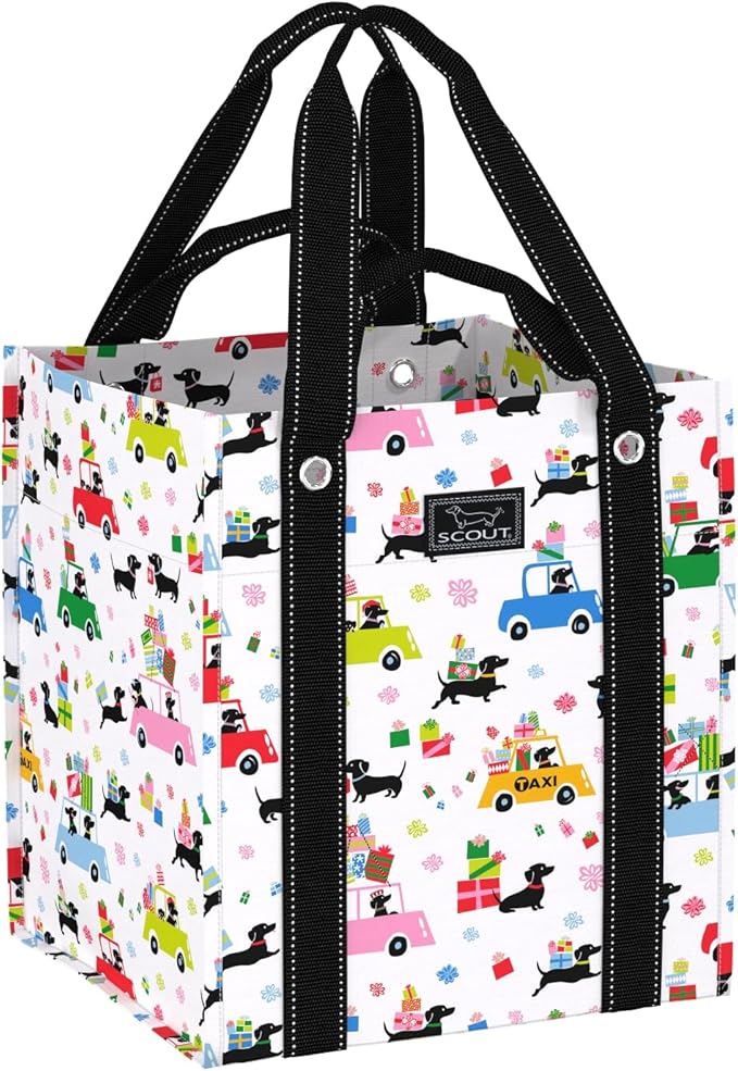 SCOUT Bagette Market Tote - Large Reusable Grocery Bag with Burst-Proof Bottom, Two Sets of Straps, Folds Flat to Store