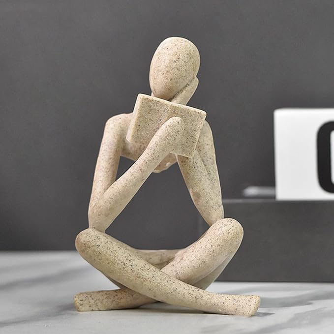 Gold Reading Women Statue, Thinker Sculptures, Abstract Art Ornament, Modern Aesthetic Figurine Decoration, Suitable for Home Living Room Bedroom Office Shelf Table Desk Bookshelf Decor