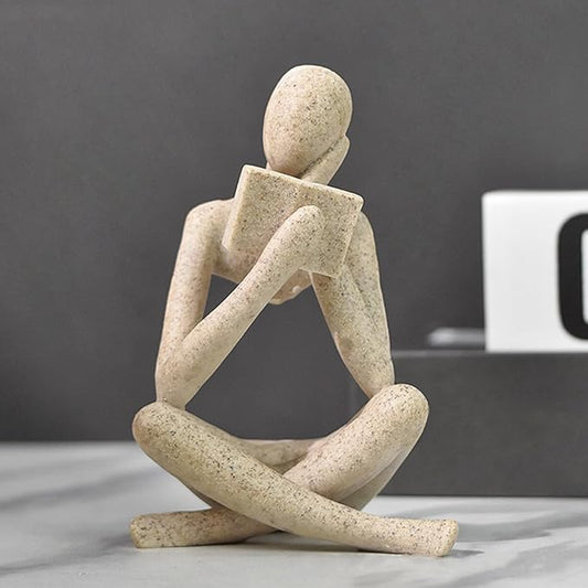 Gold Reading Women Statue, Thinker Sculptures, Abstract Art Ornament, Modern Aesthetic Figurine Decoration, Suitable for Home Living Room Bedroom Office Shelf Table Desk Bookshelf Decor