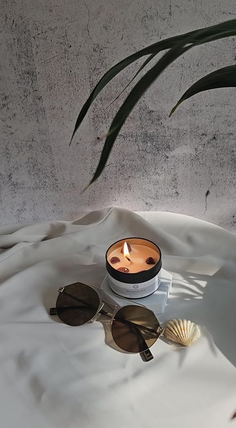 Healing Chakra Scented Candles Set with Surprise Wand | 7 Scented Candles with Chakra Crystals, Wand | E-Book Included