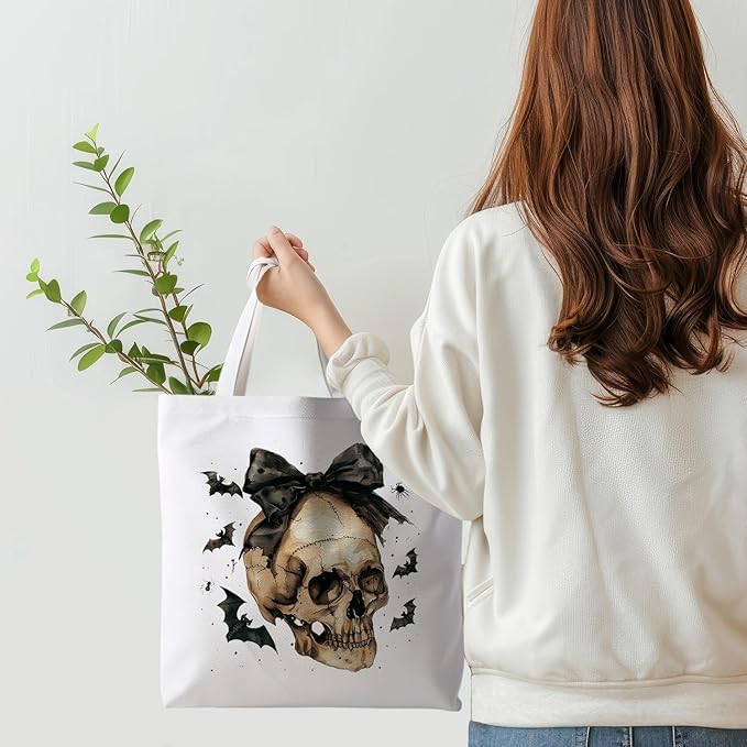 Halloween Tote Bag, Halloween Gifts for Women, Horror Tote Bag, Reusable Grocery Bags Shopping Bags
