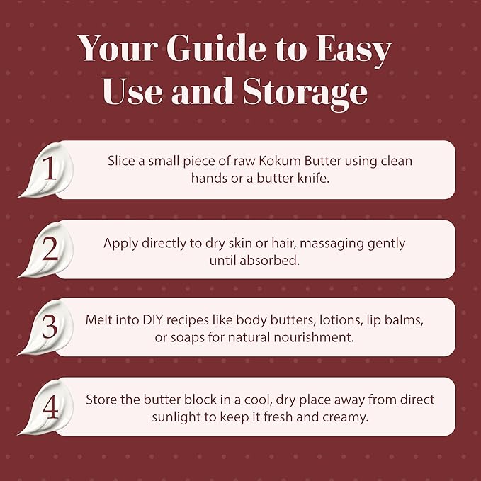 era of nature Kokum Butter Raw - 16 oz (1lb) - Natural Butter for Body Butters, Lotion Bars, Lip Balm, Soap Making – Blends Well with Shea or Cocoa Butter – For Stretch Marks, Scars, Pregnancy Care