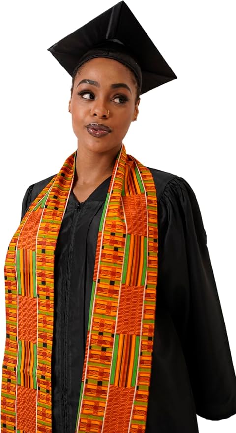 Dupsie's 1pc Kente African Print Graduation Stole, Made in Africa Black History, Festivals, Cultural, HBCU, Graduate, Schools
