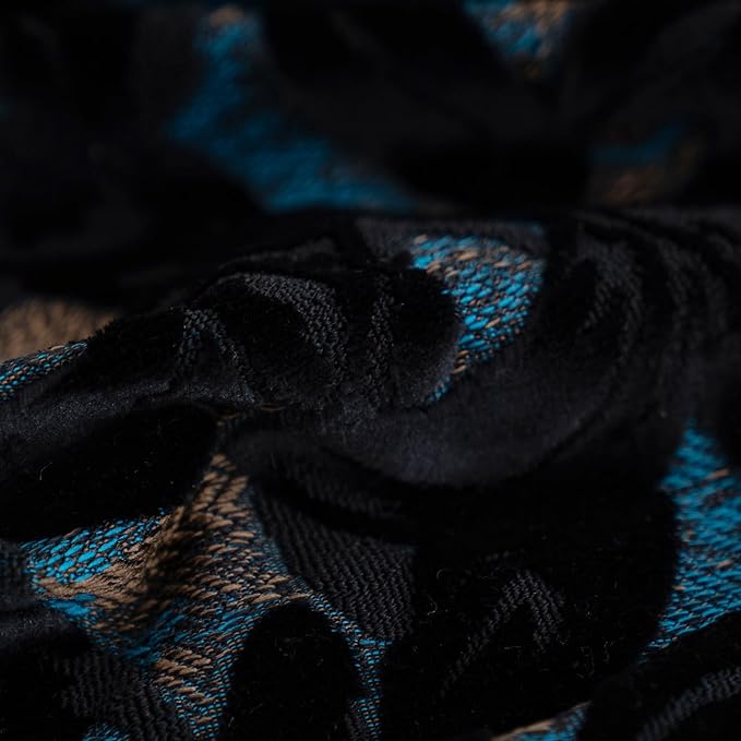 Alerfa Black Throw Pillow Cover 12x20 Inch, Rectangle Cut Velvet Maple Leaf Embroidery Luxury Farmhosue Lumbar Decorative Pillow Cover for Couch Living Room Bedroom