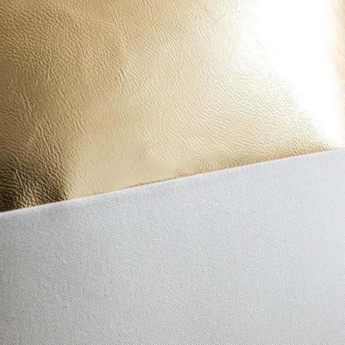 DEZENE Leather Throw Pillow Covers, Set of 2 Modern Leather/Cotton Decorative Pillowcases for Home Decor Bedroom Living Room Couch Bed Sofa, 12x20 Inch, Gold and White