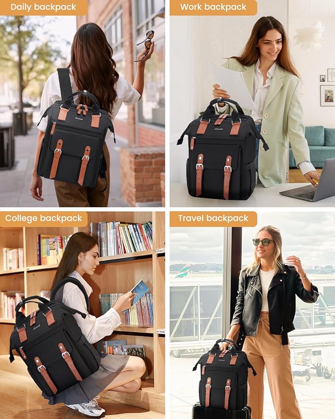 LOVEVOOK Laptop Backpack Women, Teacher Work Backpack with Laptop Compartment, Nurse Bags Computer Backpack Purse for Women Business Travel College Laptop Bag Daypack, 15.6 Inch, Upgraded