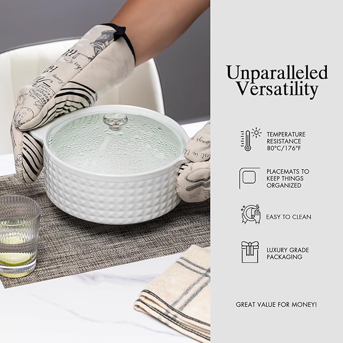 Placemats Set of 6 - Easy Clean Woven Vinyl Placemats for Dining Table, Indoor/Outdoor Place Mats, Washable PVC Table Mats（Cappuccino）