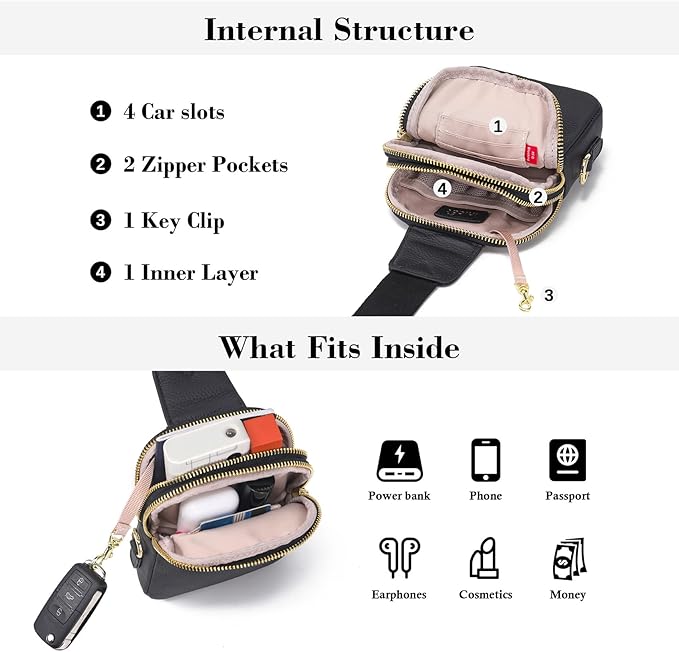 INICAT Travel Small Sling Bag Leather Crossbody Bags for Women Fanny Packs Cross Body Bag for Woman Cross Body Purses