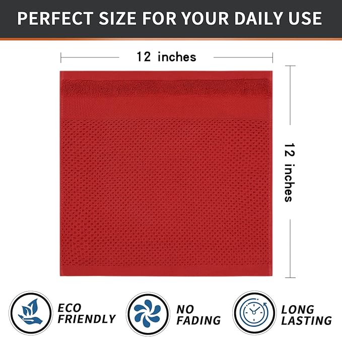 Homaxy 100% Cotton Dish Cloths, 6 Pack - 12 x 12 Inches, Waffle Weave Super Soft and Absorbent Dish Towels Quick Drying Dishcloths, Red