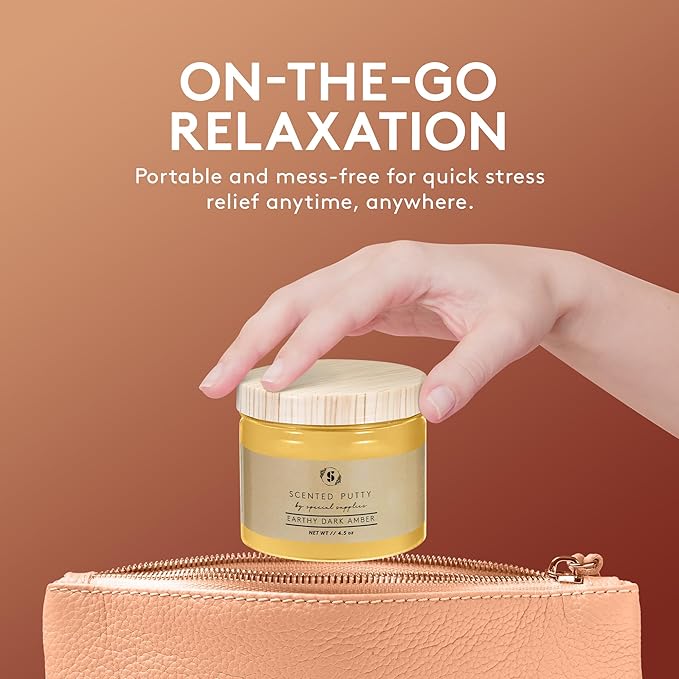 Special Supplies Scented Therapy Putty Dough - Infused with Pure Essential Oils for Aromatherapy and Meditation- Relaxation Gifts for Kids and Adults - Non-Stick (Earthy Dark Amber (4.5 oz))