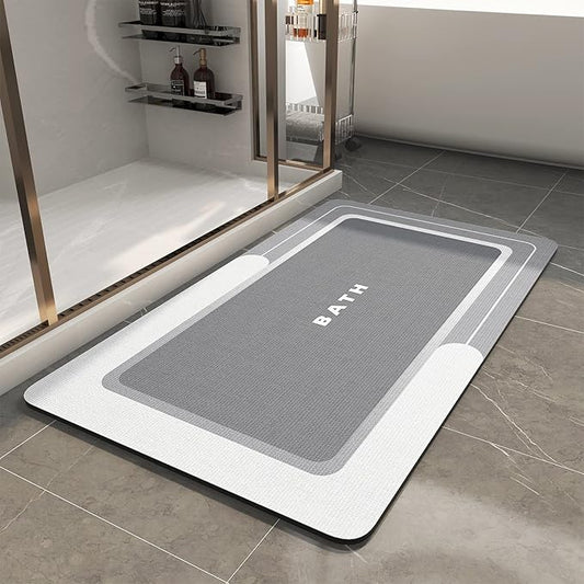 MontVoo Bath Mat - Bathroom Mat Rug Non Slip Super Absorbent Stain Resistant Quick Dry Thin Bathroom Rug - 24"x35" Gray