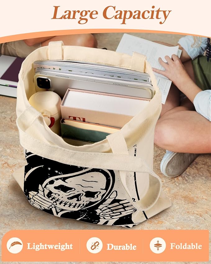 Canvas Tote Bag with Pocket - Aesthetic Cute Canvas Bag for Women Shoulder Totes for Shopping, Work, Gym