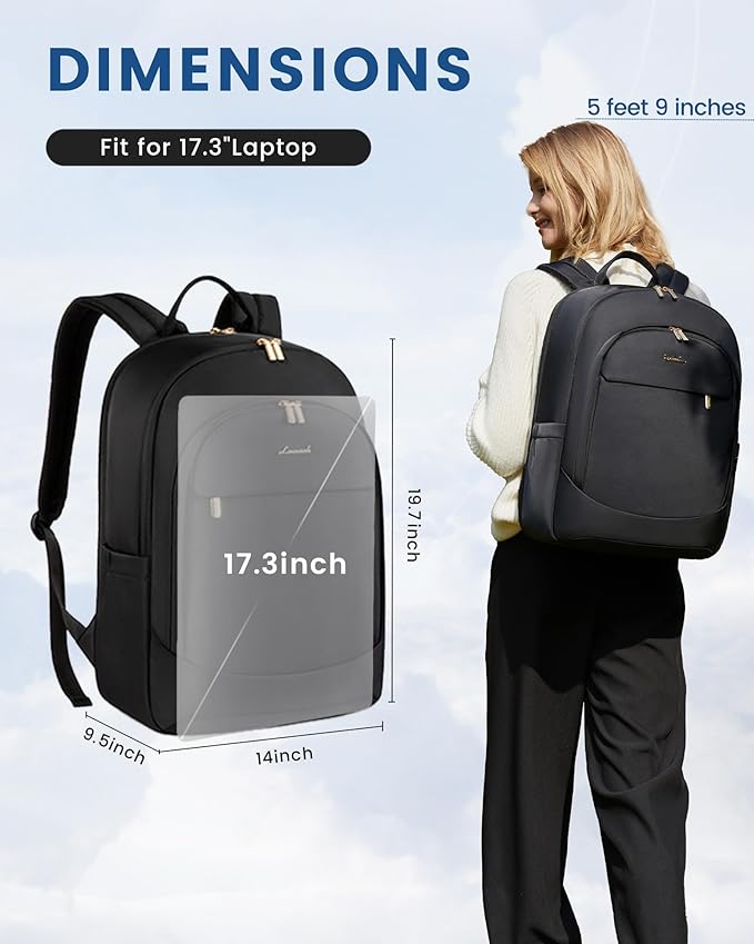 LOVEVOOK Laptop Backpack for Women, 18 Inch Business Backpack Purse, Large Capacity Casual Daypack, 17.3 Inch Work Computer Backpack, Travel Backpack for College