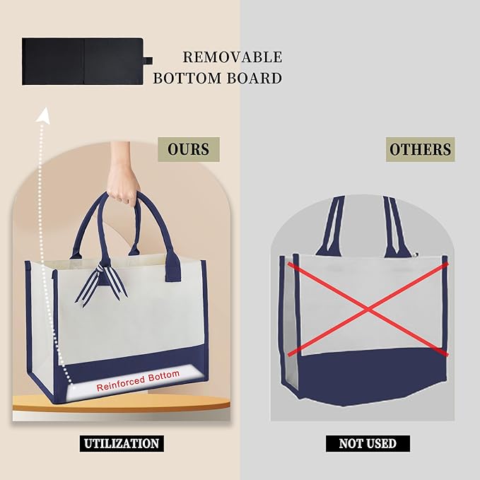 BeeGreen Embroidery Monogram Initial Tote Bag for Women Teacher Mom Friend Personalized Gift for Birthday Beach Work Wedding