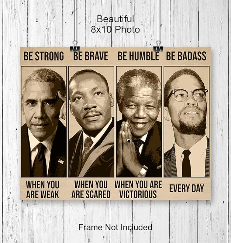 Inspirational African American Wall Art & Decor - Be Strong Be Brave Be Badass - Classroom Decor - Positive Motivational Quotes - Black Culture - Black Pride - Afro American, Black Men, Boys Poster