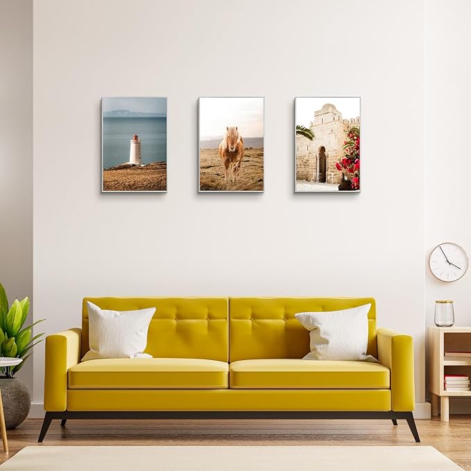 Golden State Art, 13x19 Aluminum Picture Frame, Silver Metal Thin Poster Frames for 13 x 19 inch Photo, Acrylic Front, Wall Hook for Horizontal or Vertical Display, 3 Pack