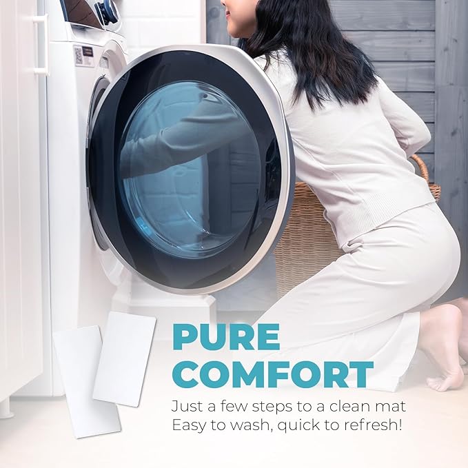 Homergy Bath Mat – Super‑Absorbent & Quick‑Dry with Non‑Slip Rubber Backing, Machine Washable & Odor Resistant – 16×24 in, White