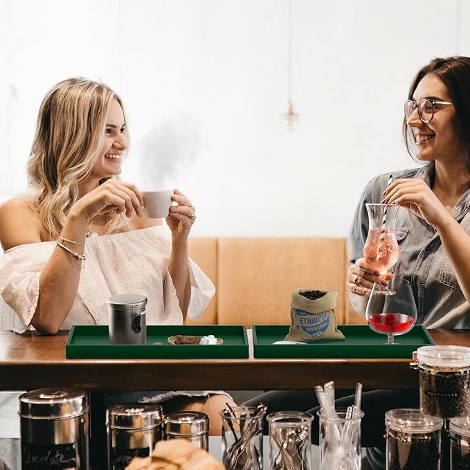 BBK Bathroom Vanity Tray 11.8 in- 2 Pack(Large) Silicone Bathroom Tray for Counter, Perfume Key Trinket Ring Soap Dispenser Countertop Tray for Kitchen Sink Organization (Green)