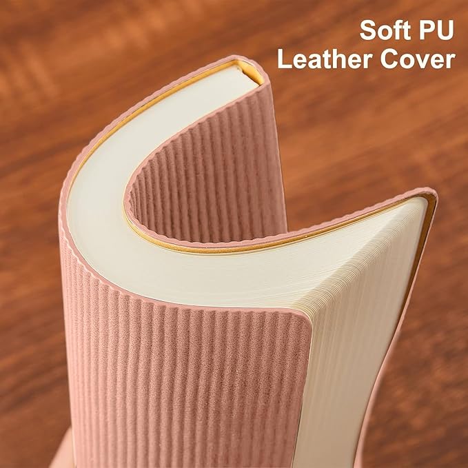 Lined Journal Notebook for Work College Ruled Note Book 7.2"x9.6"B5 PU Leather Daily Journaling 160 Pages for Women Men Writing Home School Supplies Business (B5 Lined 160pages, 05-Pink)