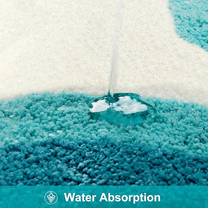 HAOCOO Washable Irregular Shape Bathroom Rugs, 18x25 inch Soft Non Slip Gradient Small Bath Mat, Microfiber Absorbent Shower Rug for Sink Tub Shower