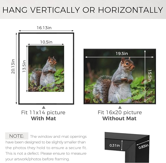 Golden State Art 16x20 Picture Frame 3 Pack - Aluminum Frames with 11x14 Removable Mats & Real Glass, Display 16x20 Posters or 11x14 Photos - Black Gallery Wall Frames for Home Office Decor