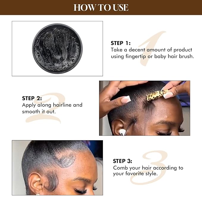 Edge Control Gel for 4C Hair Braiding Hair Gel Firm Hold, Hair Styling Wax Non-Greasy No Flaking 4.2 Oz