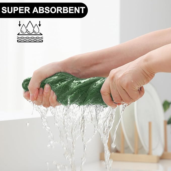 Homaxy Kitchen Towels and Dishcloths Set, 12 x 12 and 13 x 28 Inches, Set of 8 100% Cotton Waffle Weave Kitchen Towels, Super Soft and Absorbent Dish Cloths, Grass Green