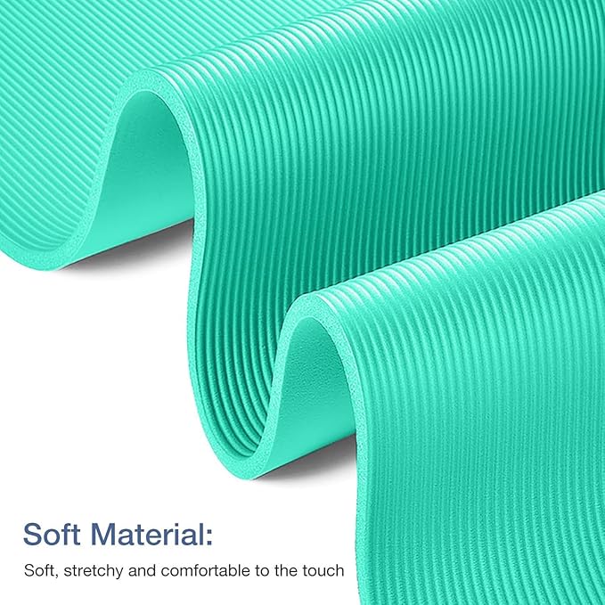 Yoga Mat Non Slip NBR Thick Yoga Mat, 72"L x 32"W x 0.6"TH (185cm x 80cm x 15mm), Anti-Tear Exercise Mat with Carrying Strap and Bag, Workout Mats for Yoga, Pilates and Floor Exercises