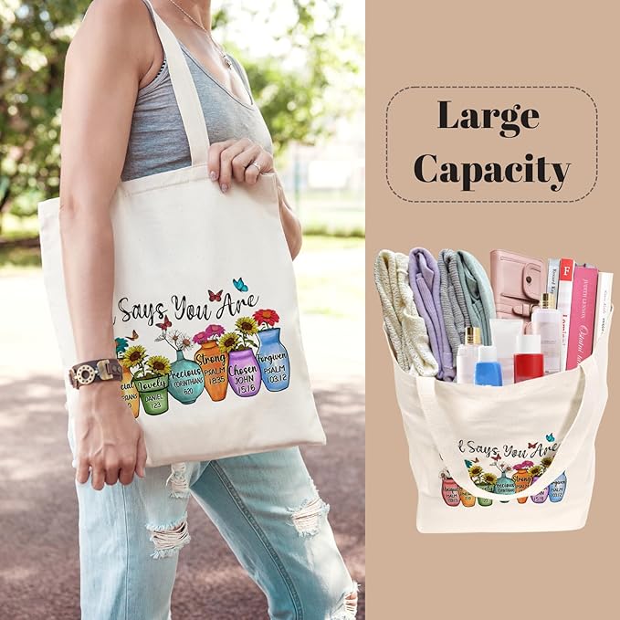 Tote Bag for Women, Canvas Tote Bag with Pockets,Canvas Shopping Bags,Reusable Grocery Bags