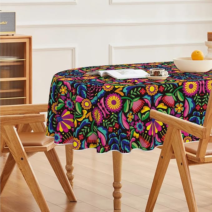 Horaldaily Mexico Tablecloth 60x84 Inch Oval, Halloween Cinco De Mayo Fiesta Washable Seasonal Table Cover for Party Picnic Dinner Decor