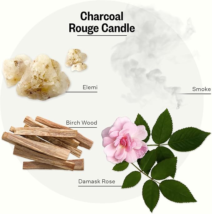 Apotheke Signature Scented Candles for Home, Charcoal Rouge - 10.5 oz - Soy Wax, Non Toxic, Large Jar Black - Luxury Candle Gifts for Women & Men - Birch Wood, Elemi, Damask Rose, and Smoke