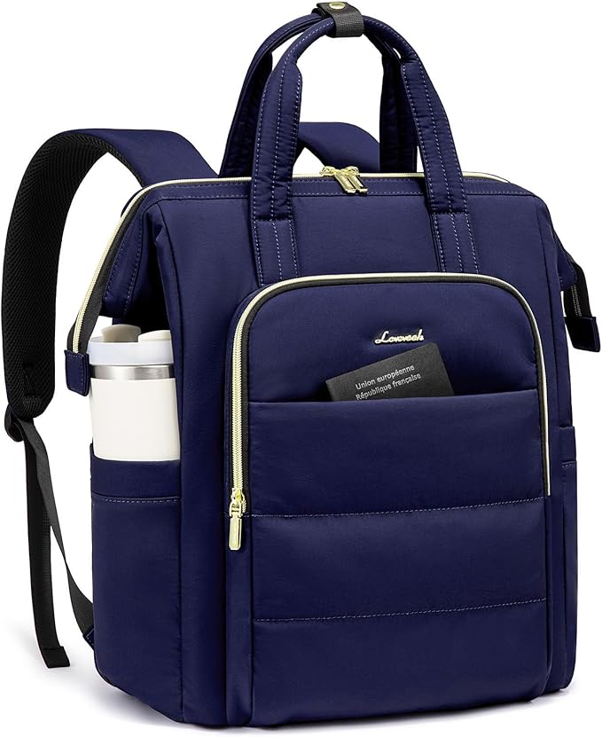 LOVEVOOK Laptop Backpack Women 15.6 inch,Lightweight Puffer Travel Backpacks for Women,Quilted Laptop Bag Computer Work Teacher Nurse Backpack,Womens Backpack Purse for College Business,Dark Blue