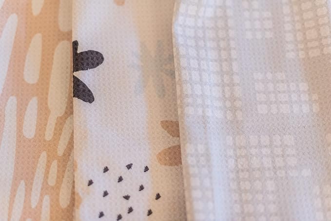 || 3 Pack|| Kitchen Towels || Dish Towels || Tea Towels || Highly Absorbent || Hanging Loop || Dish Cloths || Modern || Designer Prints (Neutrals)