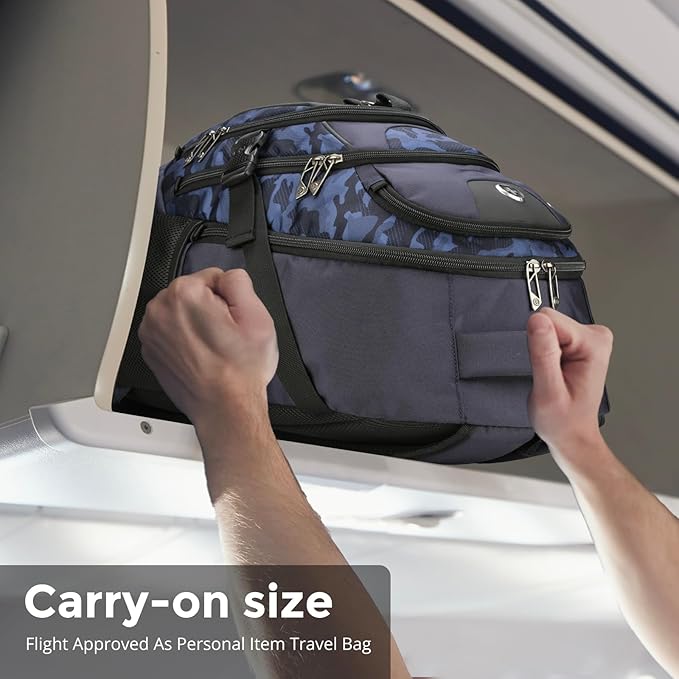 Swissdigital Design Laptop Backpack with USB Charging Port, Travel Backpack Fits 15.6 inches Computer, 31L College School Backpack for Men, Blue Camo | SD803