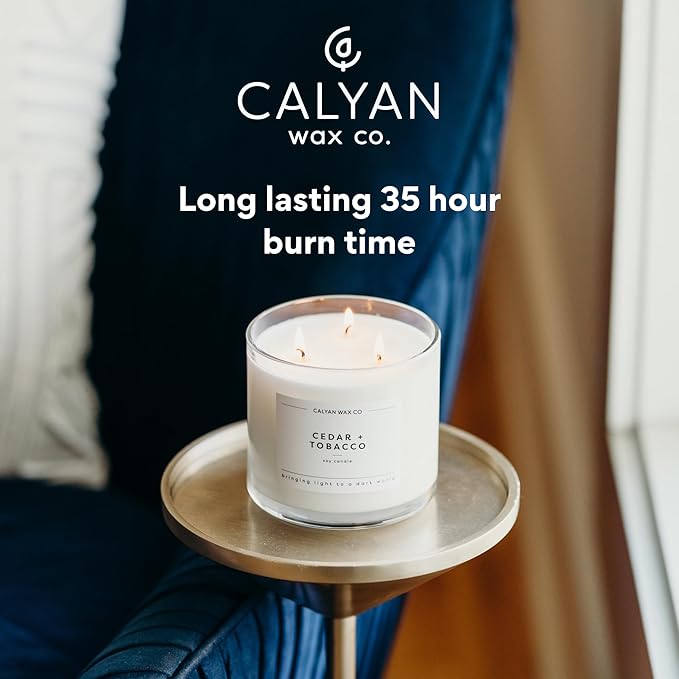 Calyan Wax Co. 3 Wick Candle, Passionfruit + Ginger Scented Candle, 43 Hour Burn Time, 3 Wick Soy Candles, Non Toxic & Vegan Soy Wax, Ceramic Scented Candles, 26oz