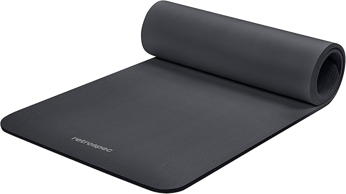 Retrospec Solana Yoga Mat 1/2" Thick w/Nylon Strap for Men & Women - Non Slip Exercise Mat for Yoga, Pilates, Stretching, Floor & Fitness Workouts