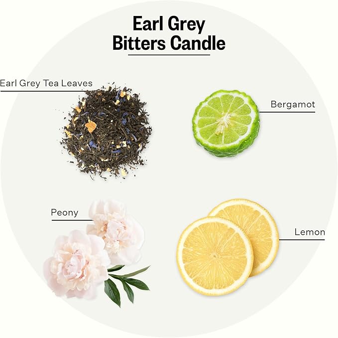 Apotheke Signature Scented Candles for Home, Earl Grey Bitters - 10.5 oz - Soy Wax, Non Toxic, Large Jar White - Luxury Candle Gifts for Women & Men - Bergamot, Peony, and Lemon