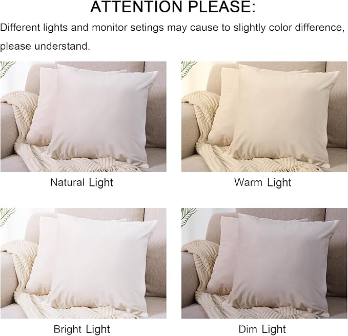 lifein 18x18 Throw Pillow Cover Set of 2, Boho Square Pillow Cover,Farmhouse Decorative Pillowcase,Pillow Case for Couch,Sofa,Bed,Chair,Room,Home Decor,Christmas(18x18in,Cream/White)