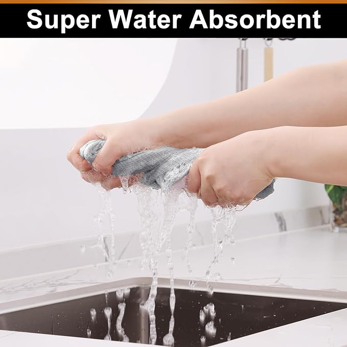 Homaxy 100% Cotton Waffle Weave Kitchen Towels - 6 Pack Soft and Absorbent Dish Towels - 16 x 26 Inches Quick Dry Hand Towels - Light Grey