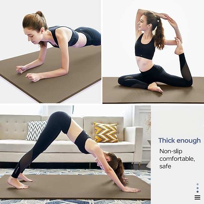 Yoga Mat Non Slip NBR Thick Yoga Mat, 72"L x 32"W x 0.6"TH (185cm x 80cm x 15mm), Anti-Tear Exercise Mat with Carrying Strap and Bag, Workout Mats for Yoga, Pilates and Floor Exercises