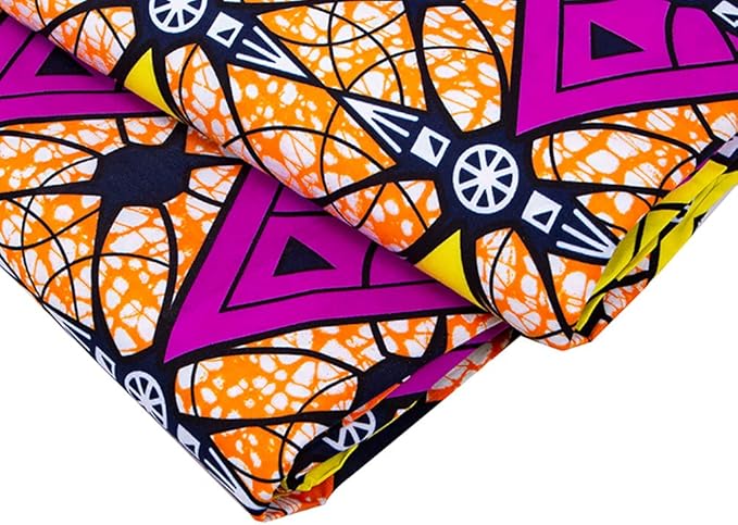 African Fabric Kente Cloth by The Yard 6 Yards/Pieces Polyester African Ankara Print Wax Fabric A21